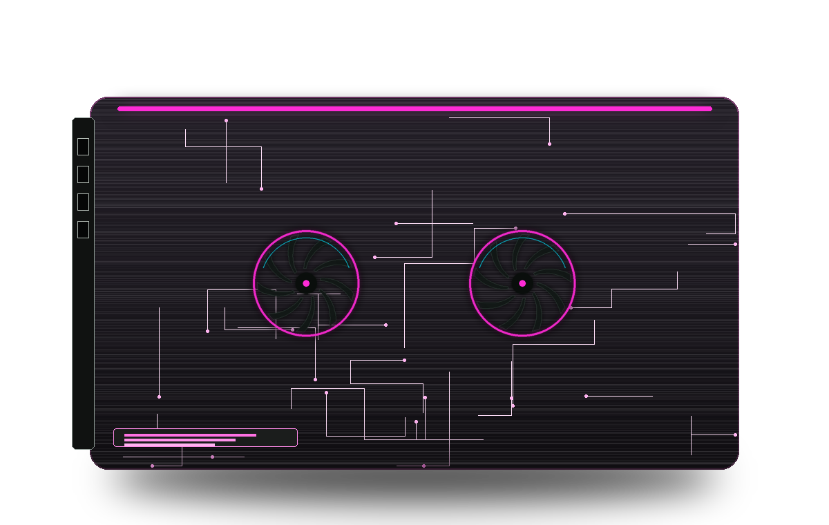 Stylized neon render of the GeForce RTX 5070 Ti graphics card
