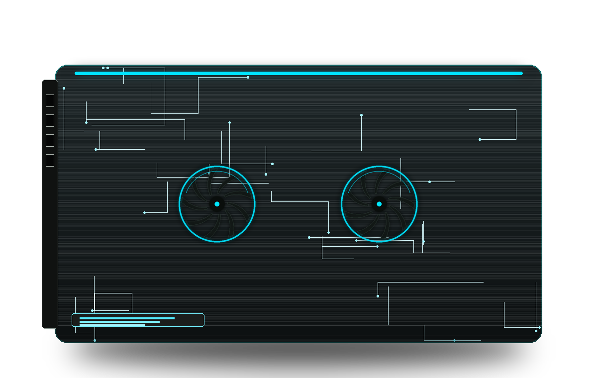 Stylized neon render of the GeForce RTX 5080 graphics card